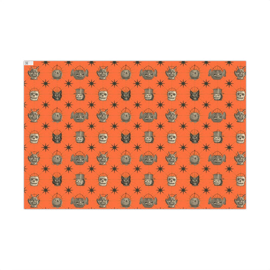 Trick or Treat Orange Vintage Halloween Wrapping Paper