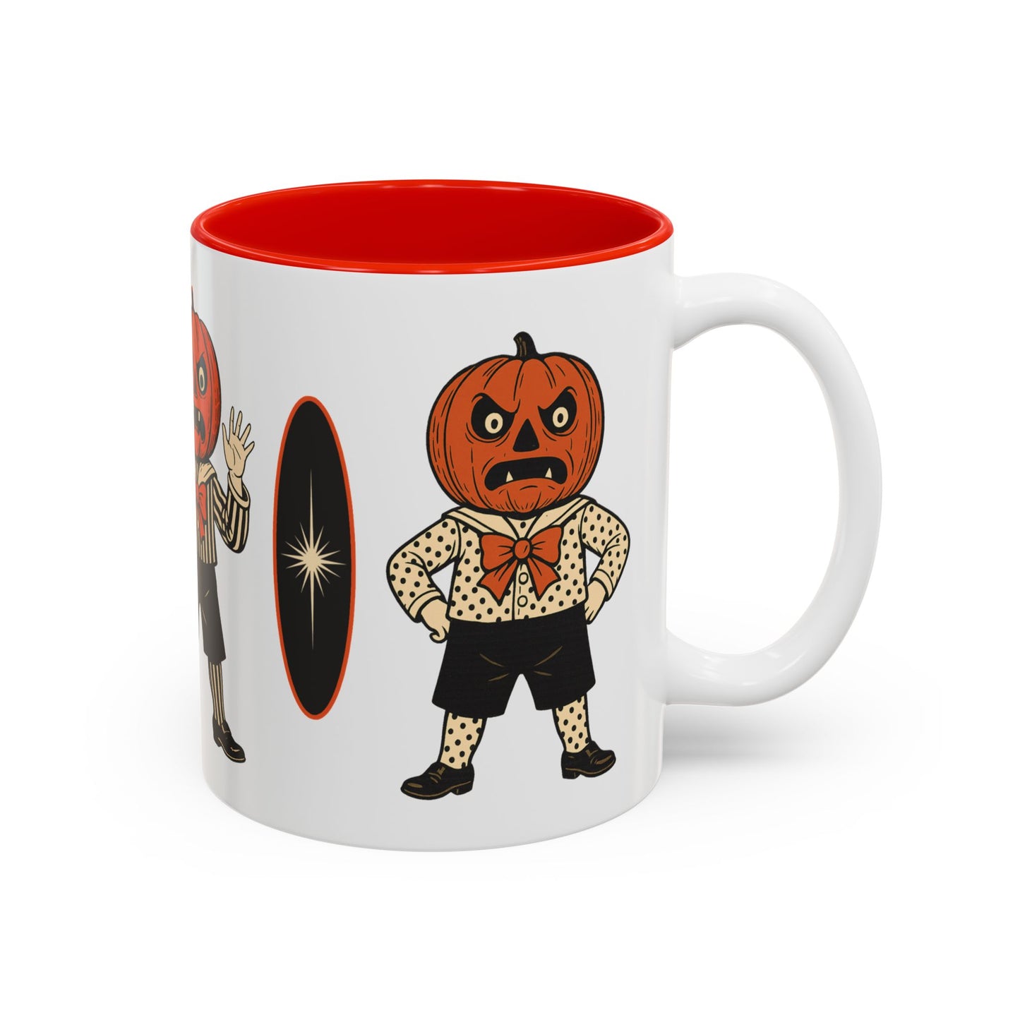 Halloween Pumpkin Head Mug — Vintage Jack-O'-Lantern Accent Coffee Cup (11oz/15oz)