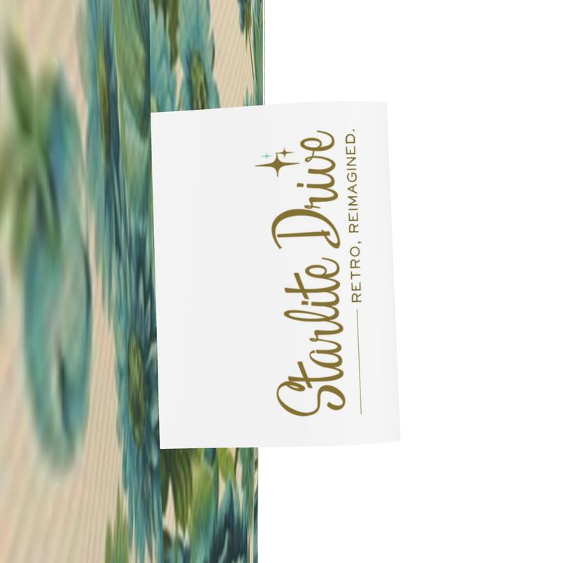 Fabric tote tag with gold printed logo text