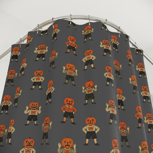 Jolly Jack Grey Vintage Halloween Shower Curtain