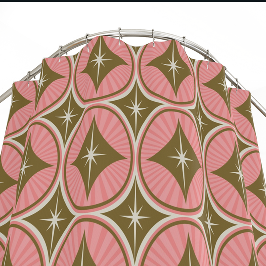 The Pink & Gold Starlite Diamond Shower Curtain