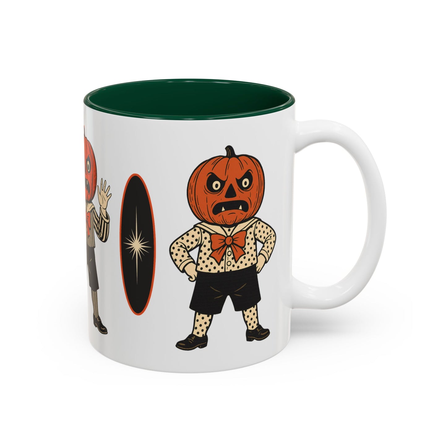 Halloween Pumpkin Head Mug — Vintage Jack-O'-Lantern Accent Coffee Cup (11oz/15oz)
