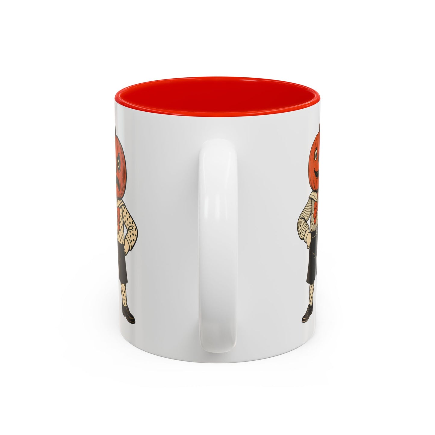 Halloween Pumpkin Head Mug — Vintage Jack-O'-Lantern Accent Coffee Cup (11oz/15oz)