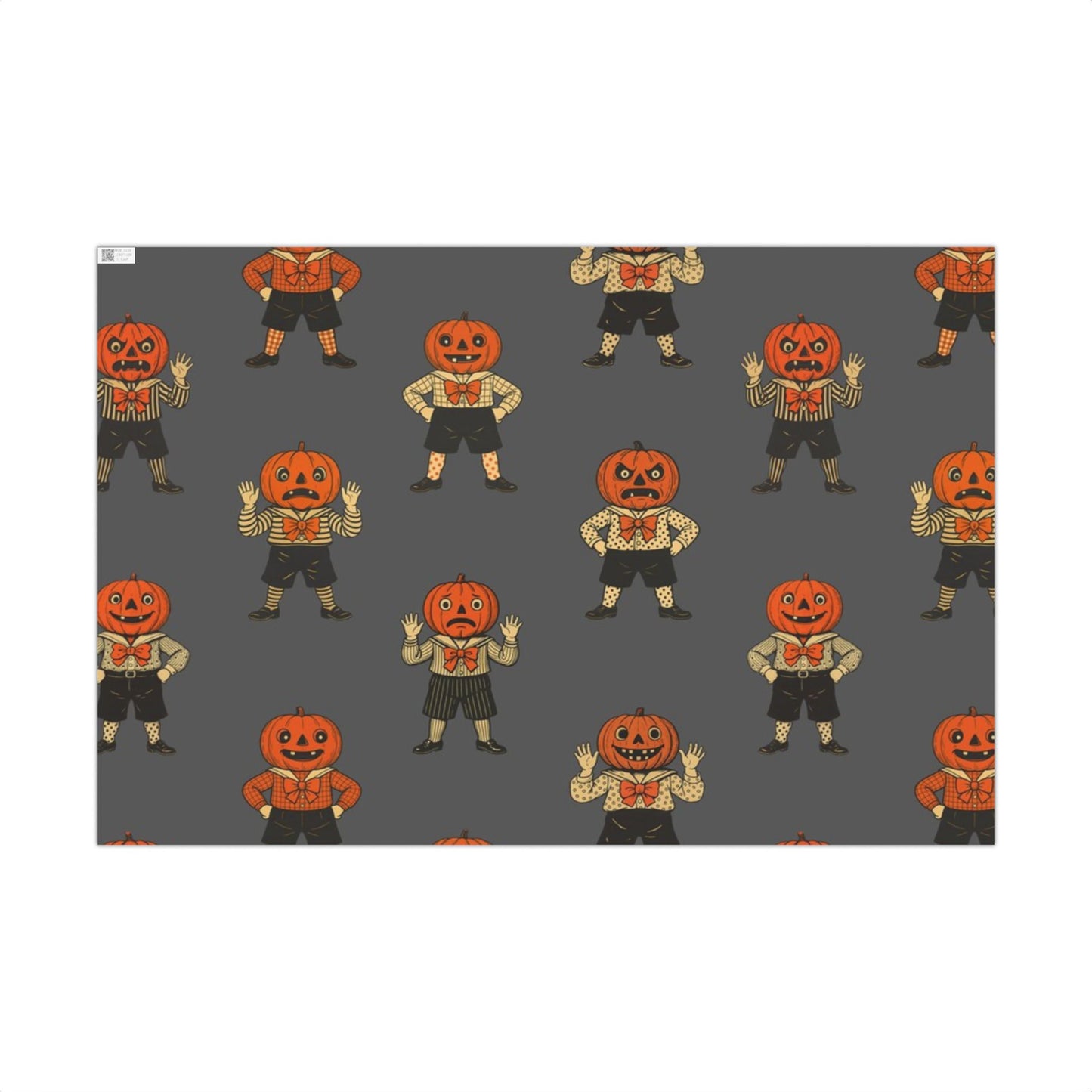 Jolly Jack Vintage Grey Halloween Jack-O'-Lantern Wrapping Paper