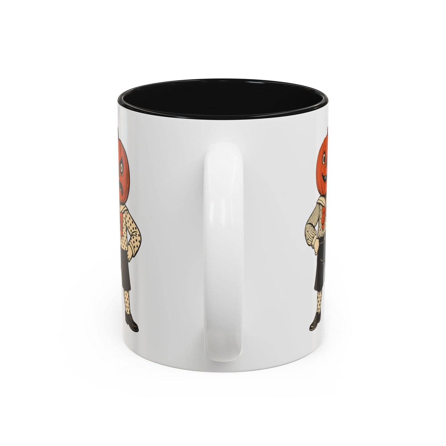 Halloween Pumpkin Head Mug — Vintage Jack-O'-Lantern Accent Coffee Cup (11oz/15oz)