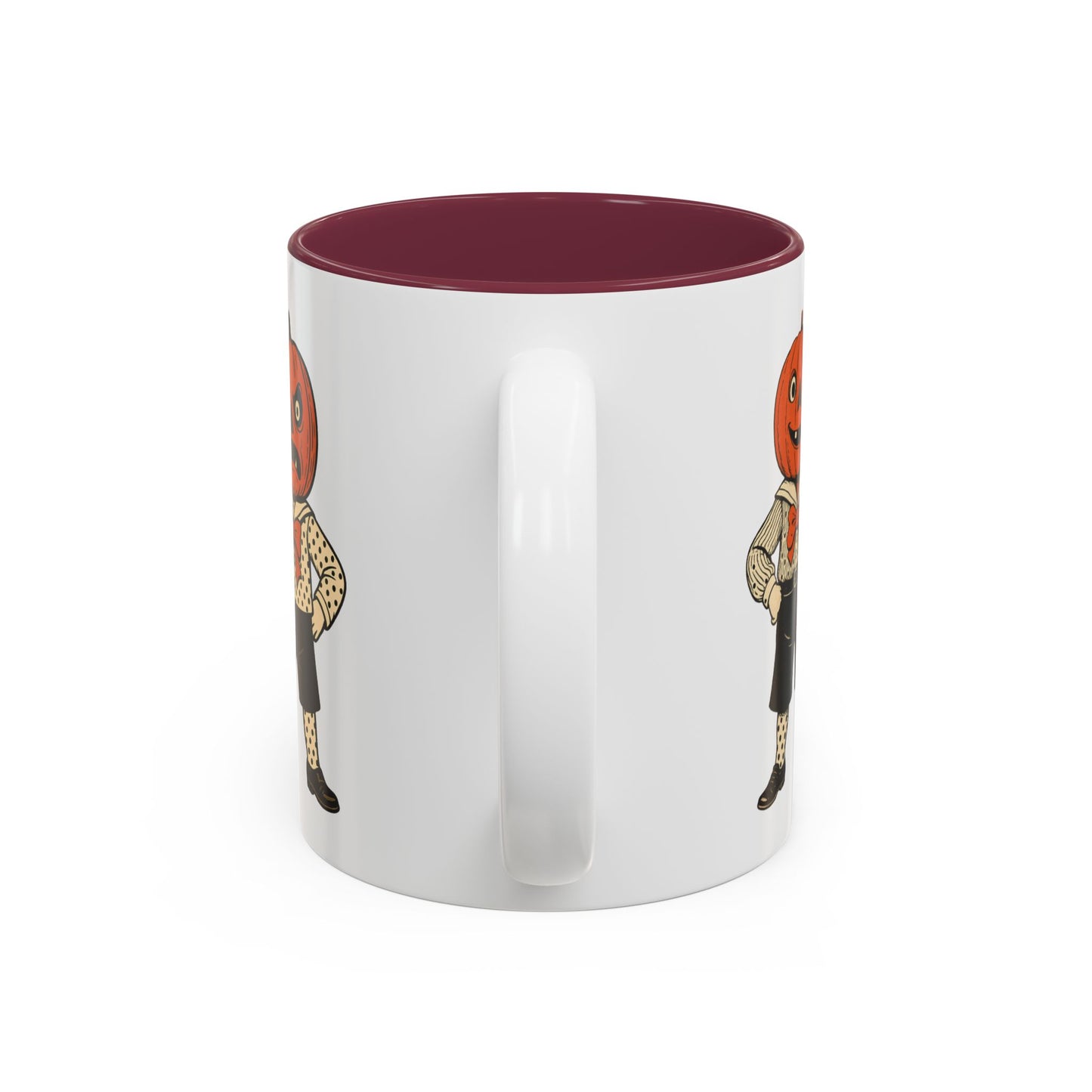 Halloween Pumpkin Head Mug — Vintage Jack-O'-Lantern Accent Coffee Cup (11oz/15oz)