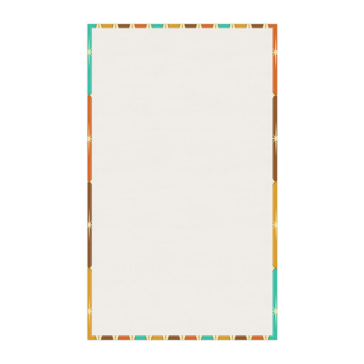 Kitchen towel with solid white reverse and thin multicolor border