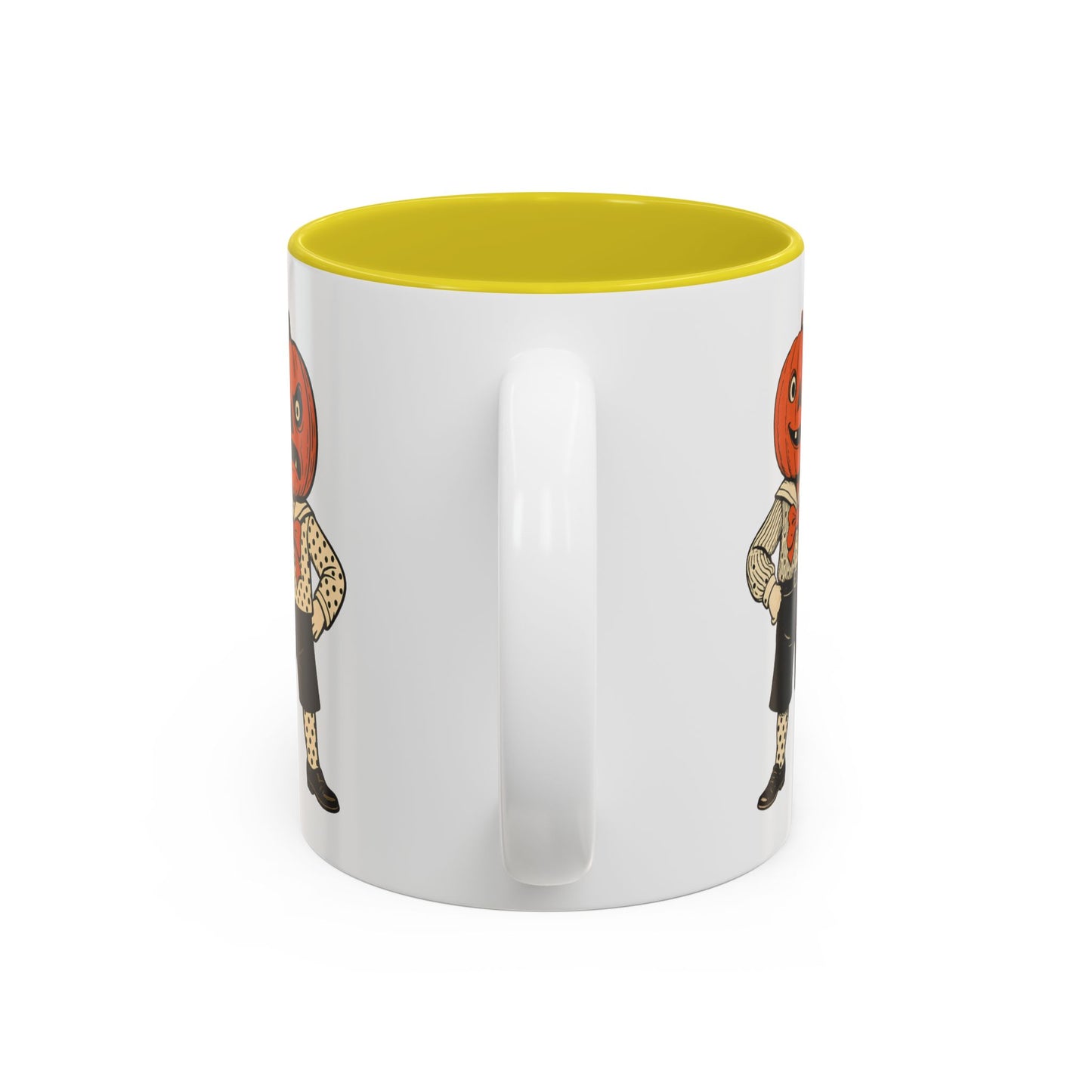 Halloween Pumpkin Head Mug — Vintage Jack-O'-Lantern Accent Coffee Cup (11oz/15oz)