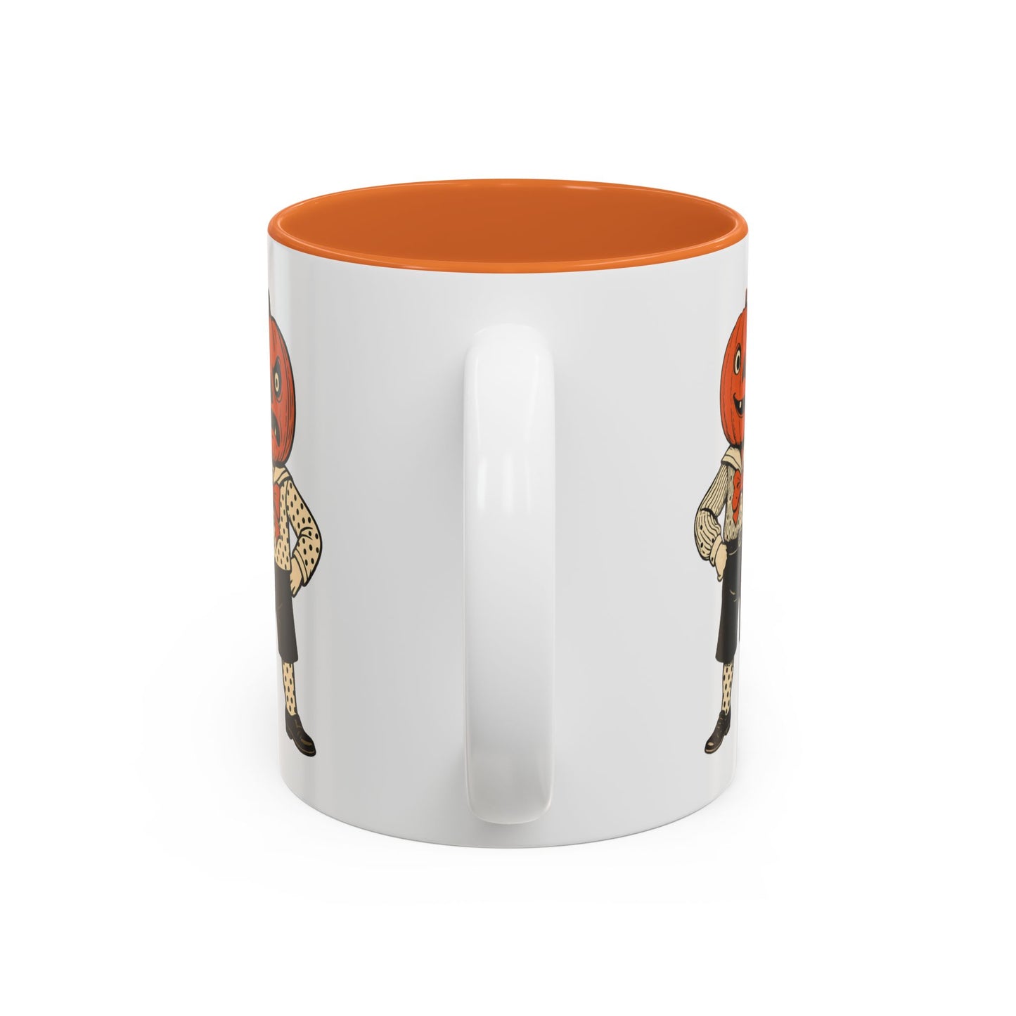 Halloween Pumpkin Head Mug — Vintage Jack-O'-Lantern Accent Coffee Cup (11oz/15oz)