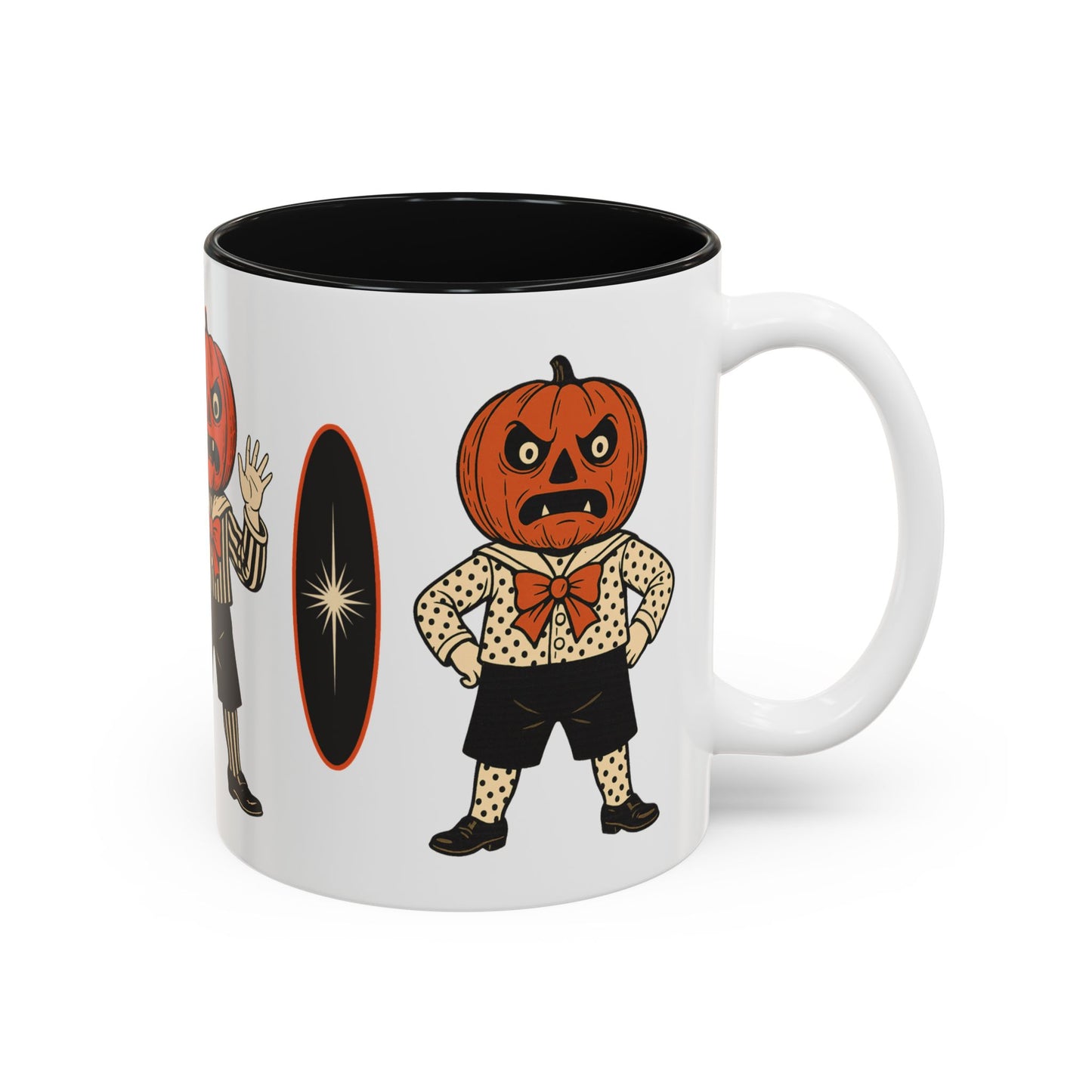 Halloween Pumpkin Head Mug — Vintage Jack-O'-Lantern Accent Coffee Cup (11oz/15oz)