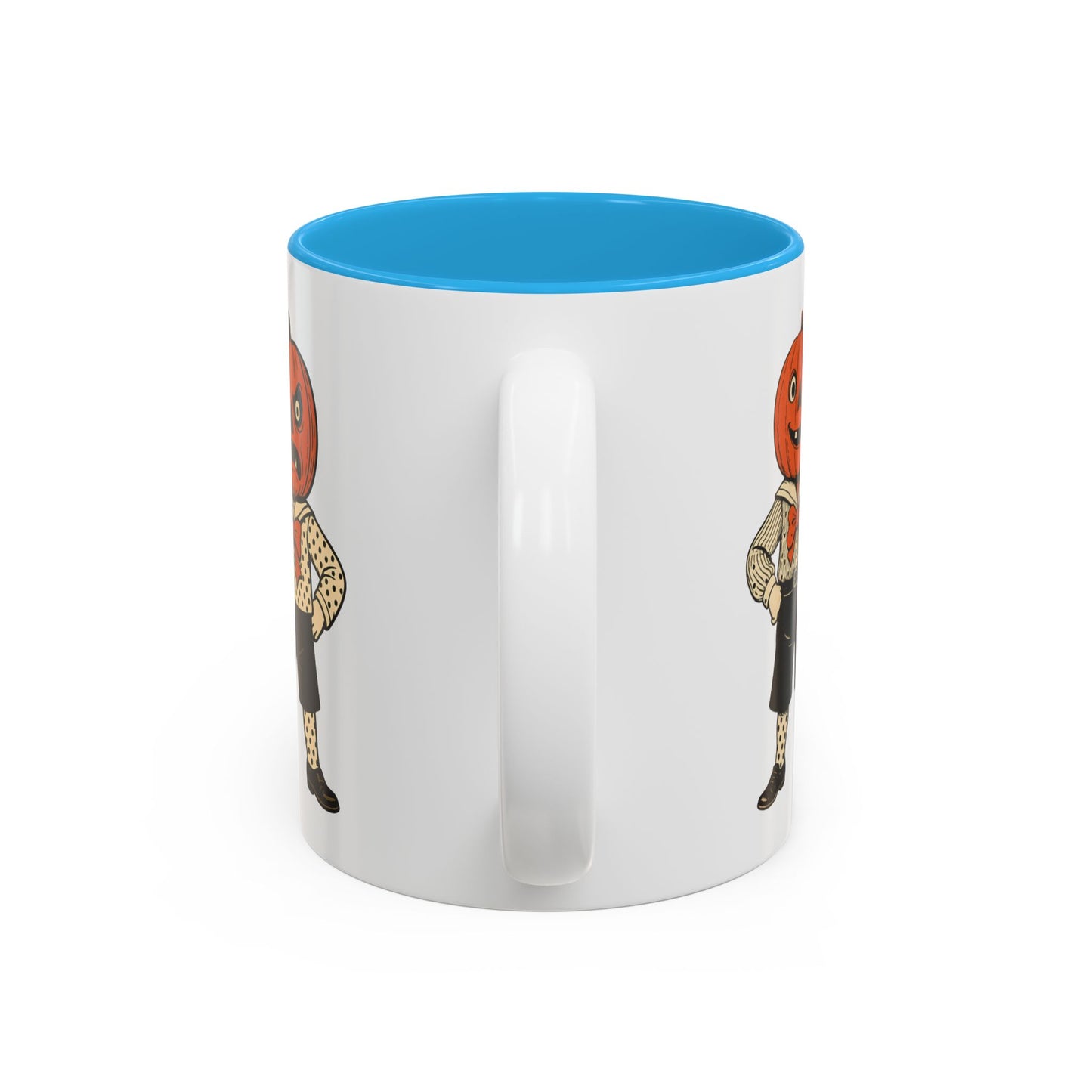 Halloween Pumpkin Head Mug — Vintage Jack-O'-Lantern Accent Coffee Cup (11oz/15oz)