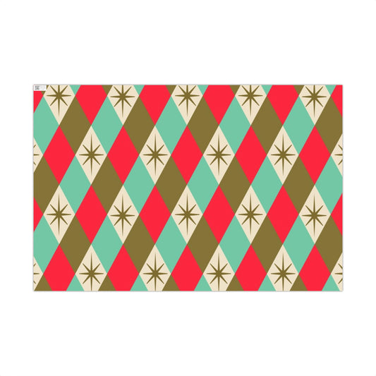 Atomic Starburst Retro Christmas Wrapping Paper