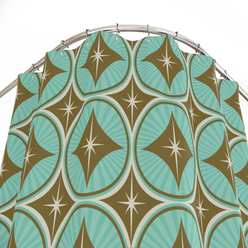The Aquarelle & Gold Starlite Diamond Shower Curtain