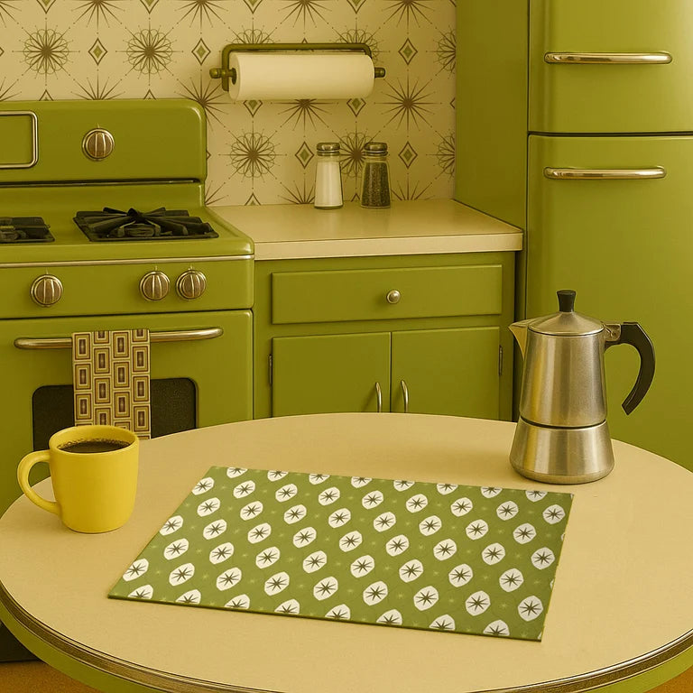Starlite Avocado Diamond Retro Luxe Glass Cutting Board