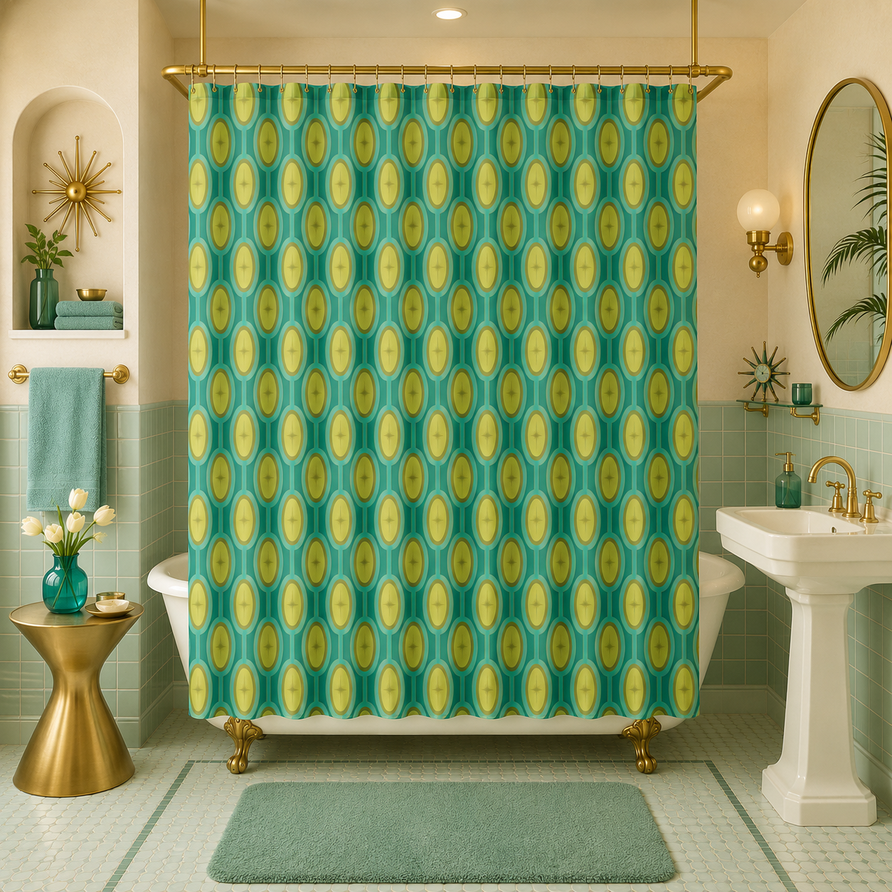 The Atomium Starburst Park Shower Curtain
