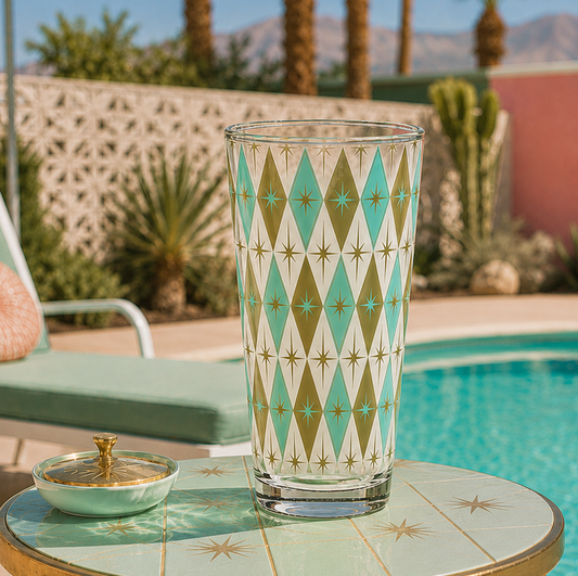 Starlite Drive Aqua & Gold Diamond Shaker Pint Glass
