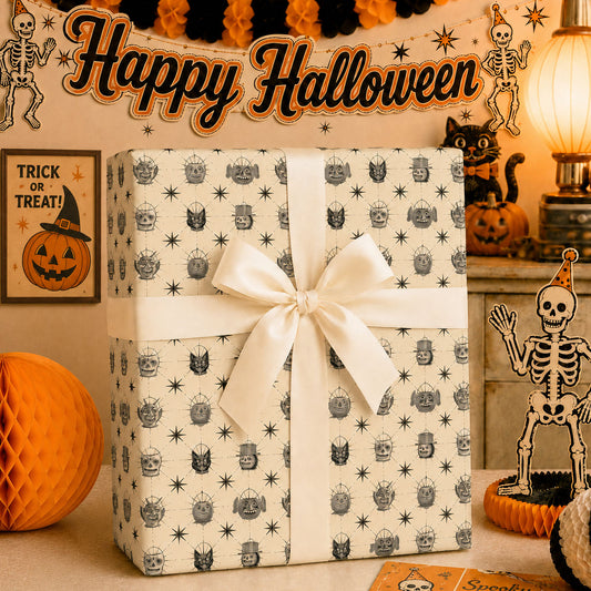 Trick or Treat Cream Vintage Halloween Wrapping Paper
