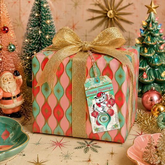 Retro Mid-Century Christmas Starburst Wrapping Paper