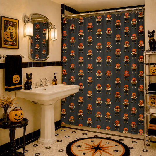 Jolly Jack Grey Vintage Halloween Shower Curtain