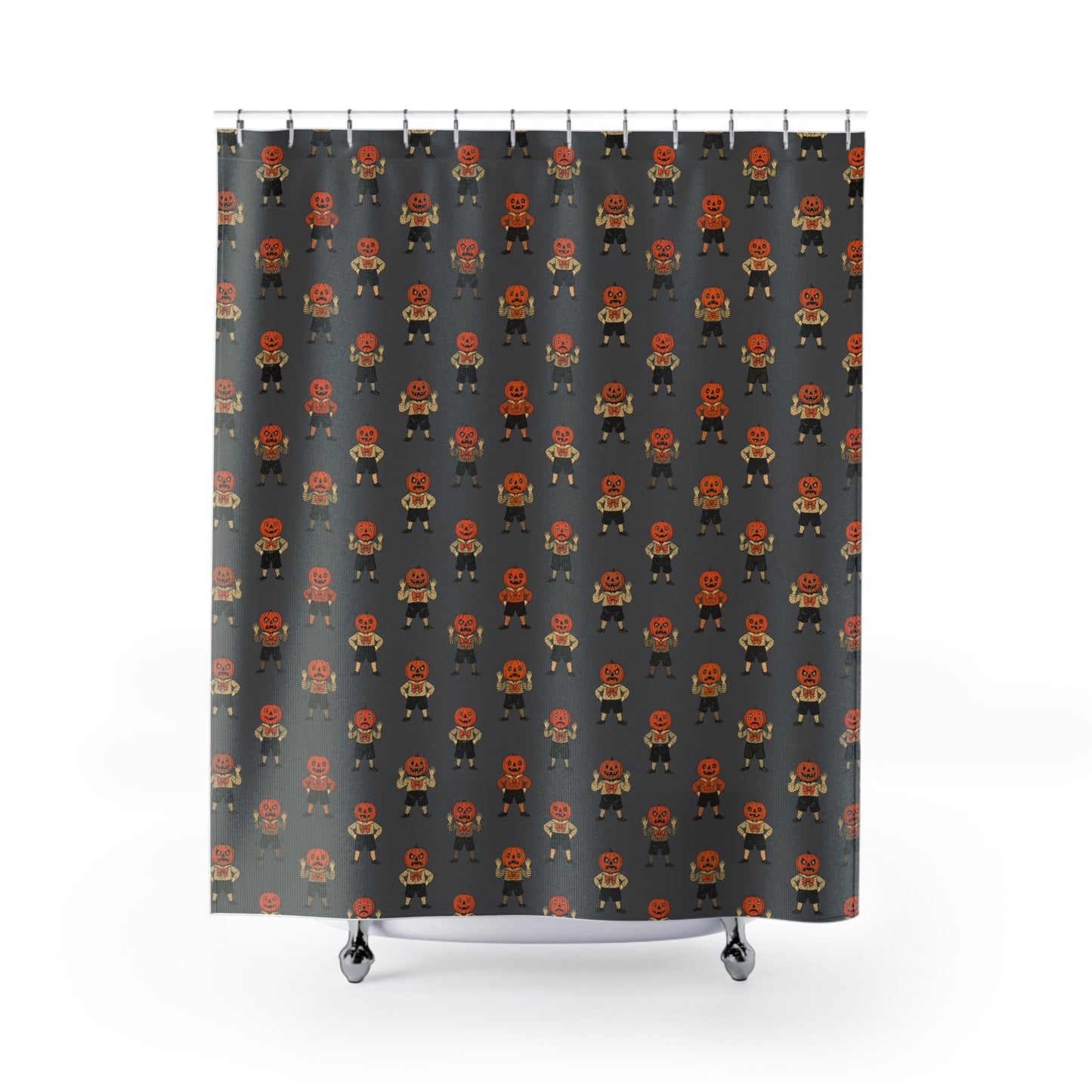 Jolly Jack Grey Vintage Halloween Shower Curtain