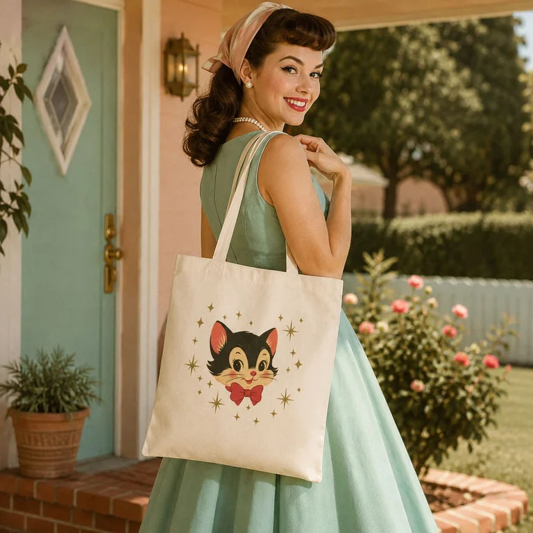 Mr. Whiskers Vintage Kitten Tote Bag