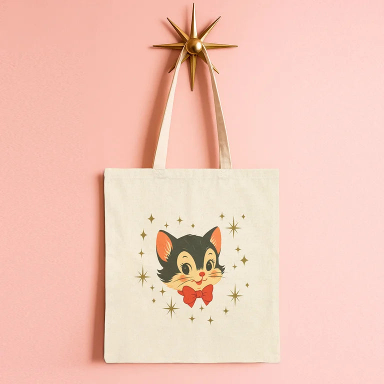 Mr. Whiskers Vintage Kitten Tote Bag