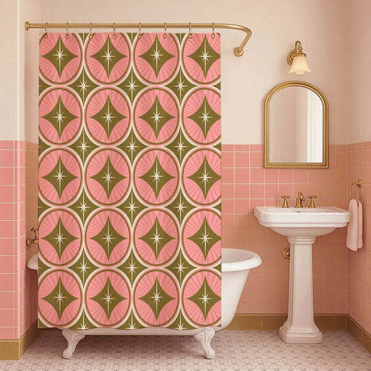 The Pink & Gold Starlite Diamond Shower Curtain