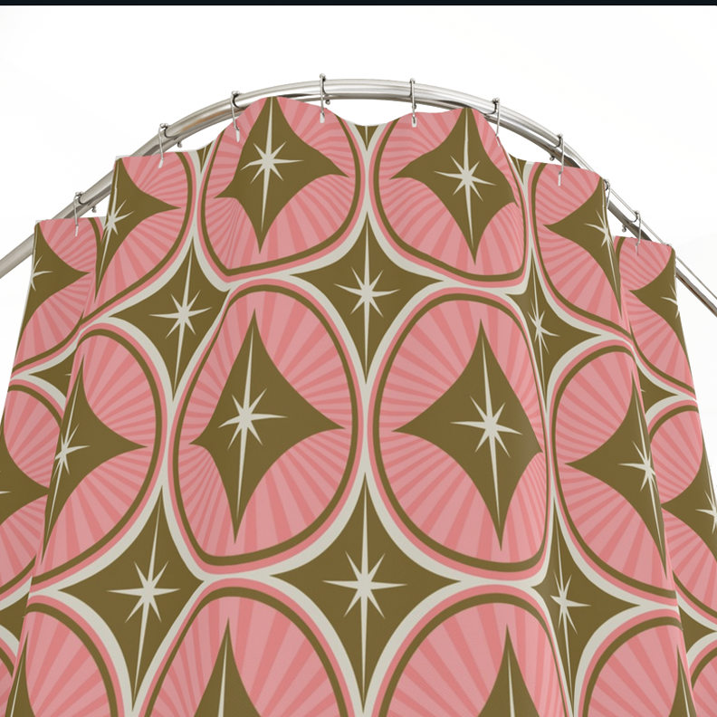 The Pink & Gold Starlite Diamond Shower Curtain