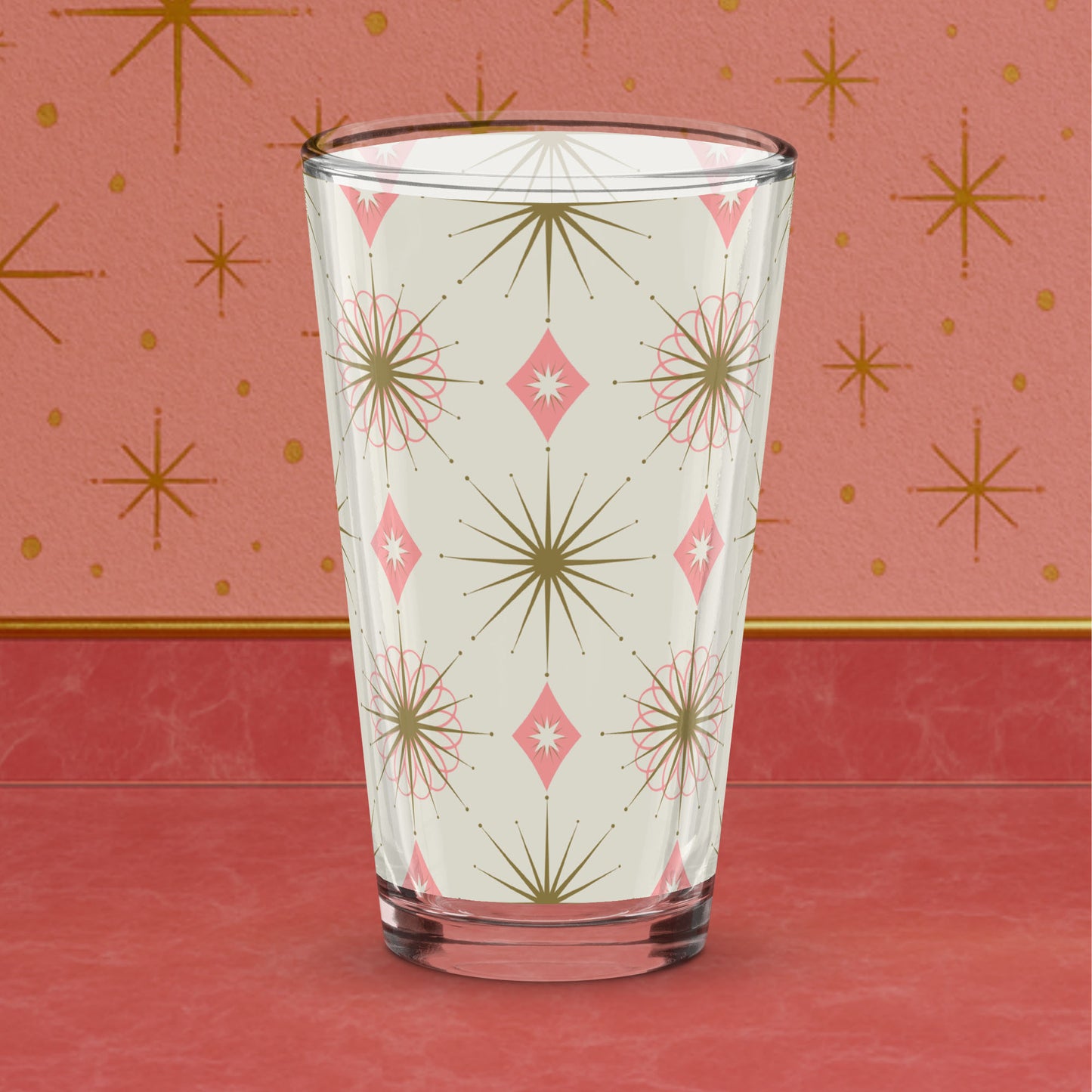 Starburst Pink Shaker Pint Glass