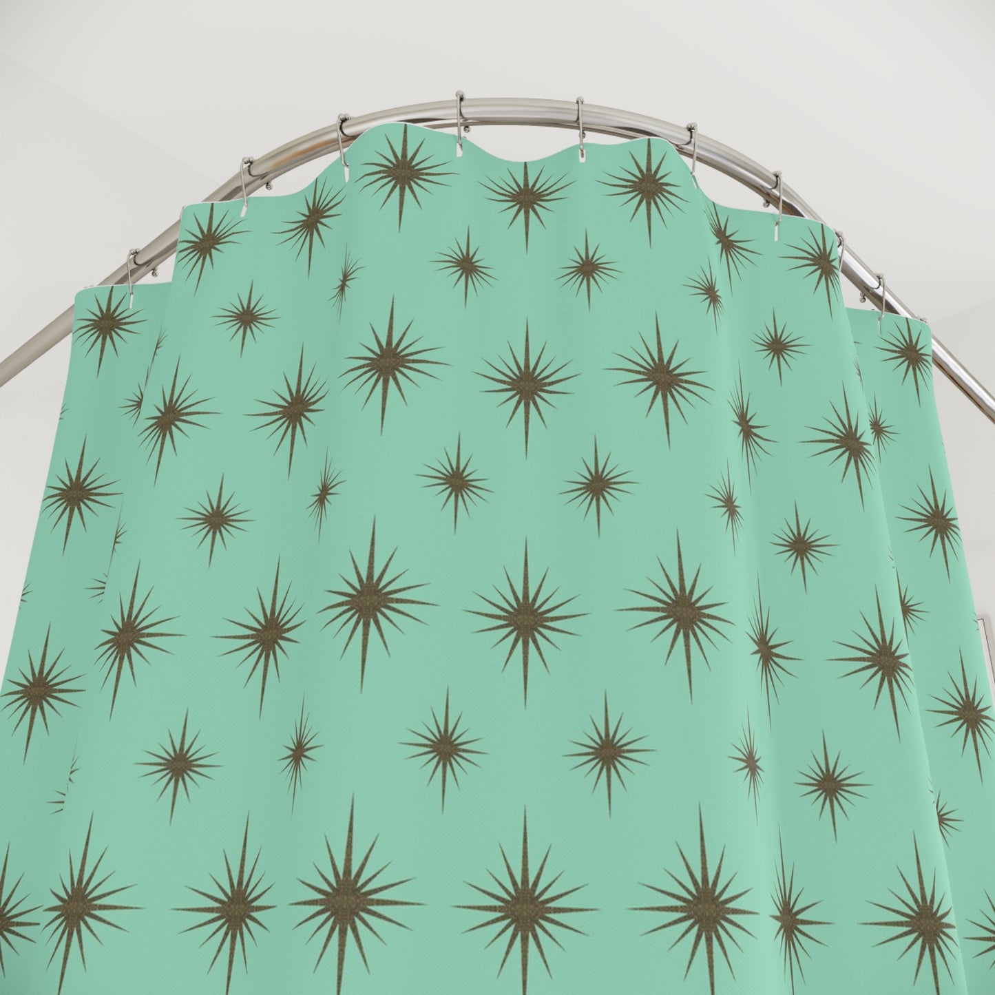 Starburst Glitter Mint Retro Shower Curtain