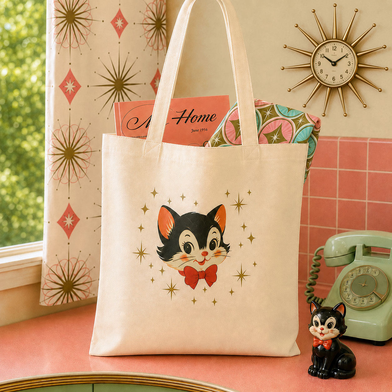 Mr. Whiskers Vintage Kitten Tote Bag