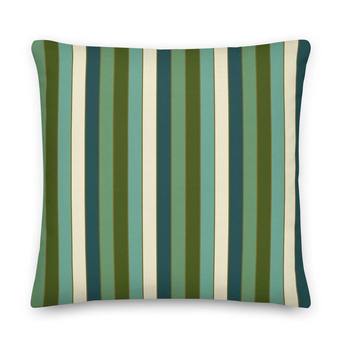 Premium pillow with vertical green stripes and cream center panel
